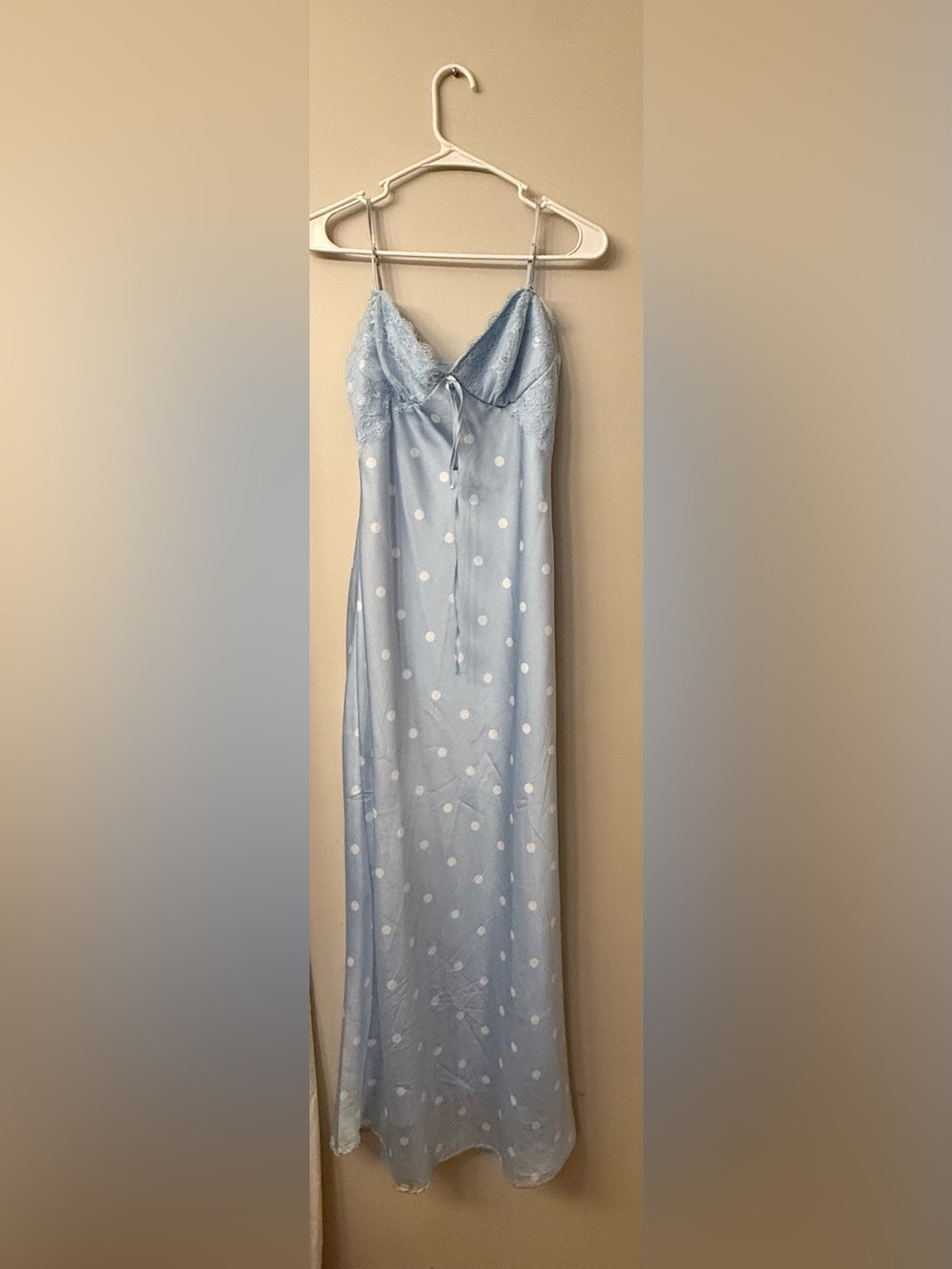 Light Blue Polka Dot Maxi Skirt
